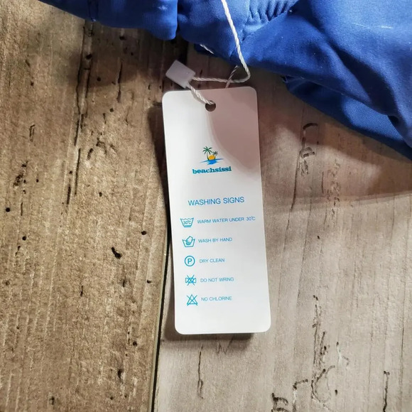 NWT Beachsissi Tummy Control Ruffle Shoulder Printed Tankini Set Size Large Blue - Picture 9 of 15